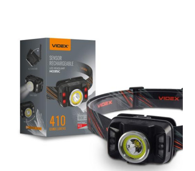 Ліхтар налобний Videx H035C, Black, 410 лм, 5000K, до 86 м, 7 режимів роботи, світлодіод CREE XTE 5W