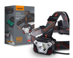 Ліхтар налобний Videx H056, Black, 1400 Лм, 6500K, до 160 м, 5 режимів роботи, світлодіод Luminus SS