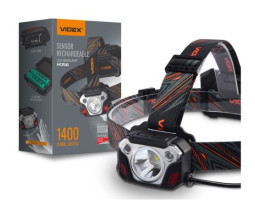 Ліхтар налобний Videx H056, Black, 1400 Лм, 6500K, до 160 м, 5 режимів роботи, світлодіод Luminus SS