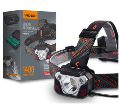 Ліхтар налобний Videx H056, Black, 1400 Лм, 6500K, до 160 м, 5 режимів роботи, світлодіод Luminus SS