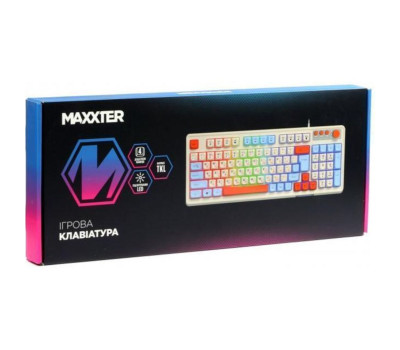 Клавіатура Maxxter KBG-3C01-UA, White, USB, 98 кнопок, LED підсвічування, 1.8 м