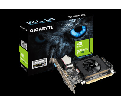 Відеокарта GeForce GT710, Gigabyte, 2Gb GDDR3, 64-bit, VGA/ DVI/ HDMI, 954/ 1800MHz (GV-N710D3-2GL)