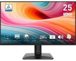 24.5&Prime; MSI PRO MP251 E2, Black, WLED, IPS, 1920x1080 (16::9), 1 мс, 120 Гц, VGA/ HDMI/ DP