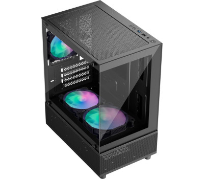 Корпус 1stPlayer Mi2-A-BK-2F7R-1F7, Black, без БЖ, Mini Tower