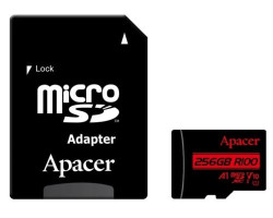 Карта пам`яті microSDXC, 256Gb, Apacer, Class10 UHS-I U1 V10 A1, SD адаптер, (AP256GMCSX10UB-R)