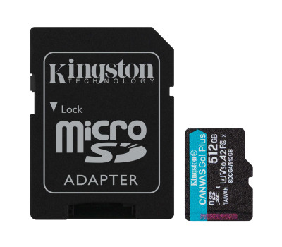 Карта пам`яті microSDXC, 512Gb, Kingston Canvas Go! Plus, SD адаптер, (SDCG4/ 512GB)