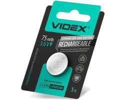 Аккумулятор LIR2032, Videx, 1 шт, 3.6V, 75mAh, Blister