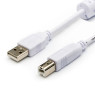 Кабель USB 2.0 - 0.8m AM/ BM Atcom феррит. фильтр, белый (6152)