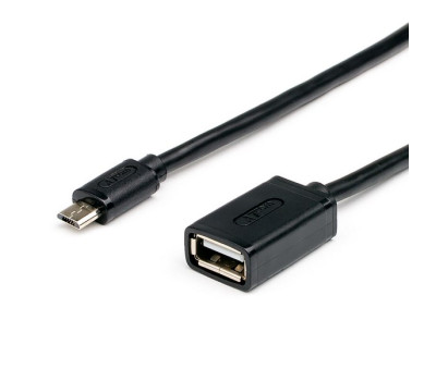 Кабель USB 2.0 - 0.1m AF/ microUSB 5P OTG Atcom, черный (3792)