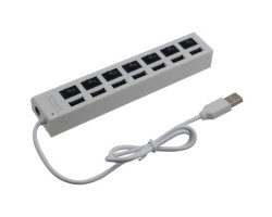 Концентратор USB ATcom TD1082, White, 7xUSB, LED подсветка, switches (10721)