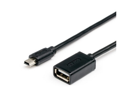 Кабель USB 2.0 - 0.1m AF/ mini-B 5P OTG Atcom, черный (12822)