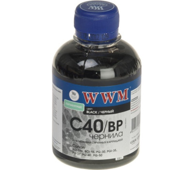 Чернила WWM Canon PG-37/ 40/ 50, PGI-5Bk, BCI-15, Black Pigment, 200 г (C40/ BP)