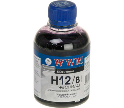 Чернила WWM HP 10/ 11/ 12/ 13/ 14/ 82/ 88, Black, 200 г (H12/ B)