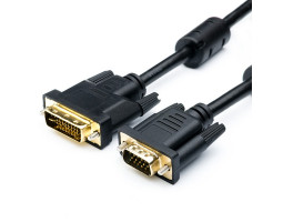 Кабель DVI-I > VGA 1.8m (2 феррита), ATcom, чёрный (16143)