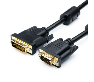 Кабель DVI-I > VGA 1.8m (2 феррита), ATcom, чёрный (16143) Кабель DVI-I > VGA 1.8m (2 феррита), ATcom, чёрный (16143)