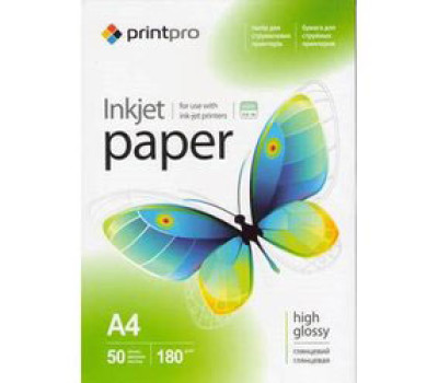 Фотобумага A4 180g/ m PrintPro глянец (PGE180050A4) 50шт