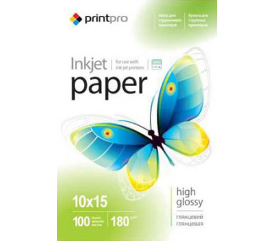 Фотобумага A6 (10*15) 180g/ m PrintPro глянец (PGE1801004R) 100л
