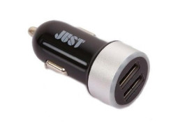 Автоадаптер Just Motion Dual USB Car Charger (2.4A/ 12W, 2USB) Black/ Silver, bulk Автоадаптер Just Motion Dual USB Car Charger (2.4A/ 12W, 2USB) Black/ Silver, bulk