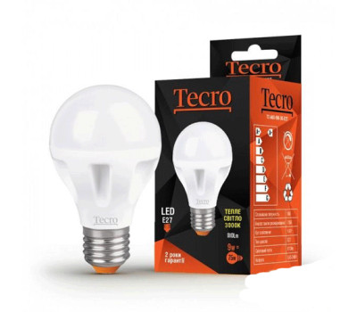 Лампа Tecro LED, E27, 9W (аналог 75W), 3000K (мягкий свет), 810Лм, освещ. 240?, (T-A60-9W-3K-E27) Лампа Tecro LED, E27, 9W (аналог 75W), 3000K (мягкий свет), 810Лм, освещ. 240?, (T-A60-9W-3K-E27)