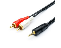 Кабель аудио DC3.5 > 2RCA, mini-jack(M) > 2тюльпана (M), Atcom, 1.8m, пакет (10707)