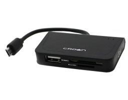 Концентратор USB-micro Crown CMCR-B13, 1 порт USB HUB + картридер black-foto2