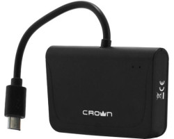 Концентратор USB-micro Crown CMCR-B13, 1 порт USB HUB + картридер black
