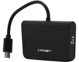 Концентратор USB-micro Crown CMCR-B13, 1 порт USB HUB + картридер black