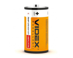 Батарейка C/ R14P, Videx  солевая, 1.5V, Shrink Card (R14P/ C 2pcs SHRINK), за 1ШТ.