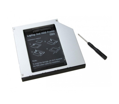 Шасси Maiwo NSTOR-12 для подключ. 2,5&Prime; HDD/ SSD SATA3 в отсек привода ноутбука толщ. 12,7 мм, алюм.