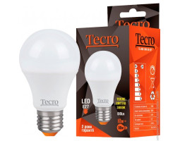 Лампа Tecro LED, E27, 10W (аналог 80W), 3000K (мягкий свет), 810Лм, освещ. 240?, (TL-A60-10W-3K-E27)