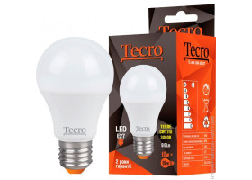 Лампа Tecro LED, E27, 10W (аналог 80W), 3000K (мягкий свет), 810Лм, освещ. 240?, (TL-A60-10W-3K-E27)