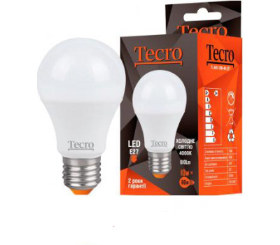 Лампа Tecro LED, E27, 10W (аналог 80W), 4000K (яркий свет), 810Лм, освещ. 240?, (TL-A60-10W-4K-E27) Лампа Tecro LED, E27, 10W (аналог 80W), 4000K (яркий свет), 810Лм, освещ. 240?, (TL-A60-10W-4K-E27)