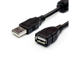 Кабель удлинитель USB 2.0 - 1.5m AM/ AF Atcom, феррит фильтр, черный (17206) Кабель удлинитель USB 2.0 - 1.5m AM/ AF Atcom, феррит фильтр, черный (17206)