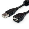 Кабель удлинитель USB 2.0 - 1.5m AM/ AF Atcom, феррит фильтр, черный (17206)
