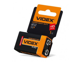 Батарейкa 6F22 (Крона) Videx  (9.0 В солевая) Shrink