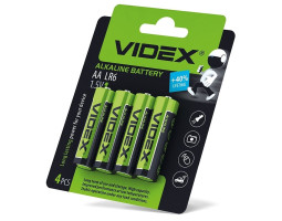Батарейка AA, Videx щелочная, 1 шт, 1.5V, Blister Card (LR6/ AA)							