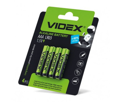 Батарейки AAA, Videx щелочная, 1.5V, Bliste Card (LR03/ AAA 4pcs) за 1ШТ. Батарейки AAA, Videx щелочная, 1.5V, Bliste Card (LR03/ AAA 4pcs) за 1ШТ.