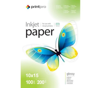 Фотобумага PrintPro, глянцевая, A6 (10x15), 200 г/ м?, 1000 л (PGE20010004R)