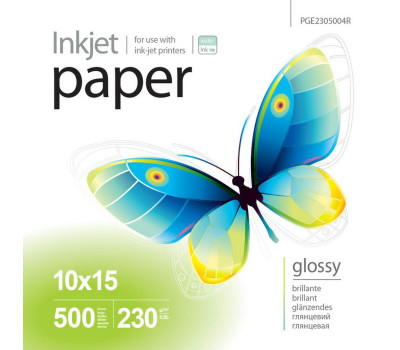 Фотобумага A6 (10*15) 230g/ m PrintPro глянец (PGE2305004R) 500л.