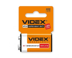 Батарейкa 6F22 (Крона) Videx  (9.0 В солевая Shrink Card) 