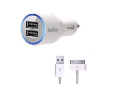 Автомобильное зарядное устройство, White, 2xUSB, 2.1A, кабель USB <-> iPhone4 (F8J070bt04) Автомобильное зарядное устройство, White, 2xUSB, 2.1A, кабель USB <-> iPhone4 (F8J070bt04)