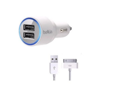 Автомобильное зарядное устройство, White, 2xUSB, 2.1A, кабель USB <-> iPhone4 (F8J070bt04) Автомобильное зарядное устройство, White, 2xUSB, 2.1A, кабель USB <-> iPhone4 (F8J070bt04)