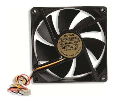 Вентилятор 92 мм, Gembird FANCASE2/ BALL, Black, 92x92x25 мм, 2800 rpm, 22.8 дБ(А), 3-pin