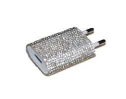 Сетевое зарядное устройство USB, Crystal Стразы, 5V/ 1A, Bulk (6rombs)