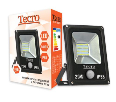 Прожектор LED, Tecro, 20W, 6400K, Black, 1400Lm, 160?, IP65, кабель с заземлением (TL-FL-20B-PR) с д Прожектор LED, Tecro, 20W, 6400K, Black, 1400Lm, 160?, IP65, кабель с заземлением (TL-FL-20B-PR) с д