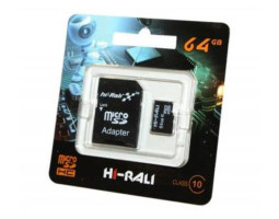 Карта памяти microSDHC, 64Gb, Class10 UHS-I, Hi-Rali, SD адаптер (HI-64GBSDCL10-01)