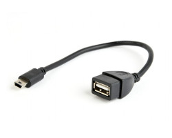 Кабель USB 2.0 - 0.15м A-мама/ mini B-папа, OTG Cablexpert удлинитель, черный /  A-OTG-AFBM-002