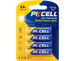 Батарейка AA (R6), солевая, PKCELL, 1.5V, Blister (R6P-4B)