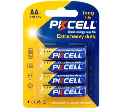 Батарейка AA (R6), солевая, PKCELL, 1.5V, Blister (R6P-4B) Батарейка AA (R6), солевая, PKCELL, 1.5V, Blister (R6P-4B)