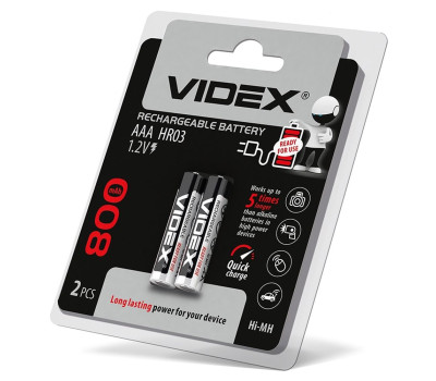 Аккумулятор AAA, 800 mAh, Videx, 2 шт, 1.2V, Blister